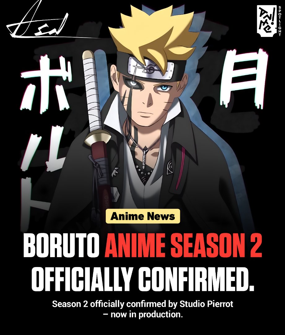 Boruto Anime Season 2 officially confirmed by Studio Pierrot Website – Now in Production.

Source :- pierrot.jp/archive/2015/t…