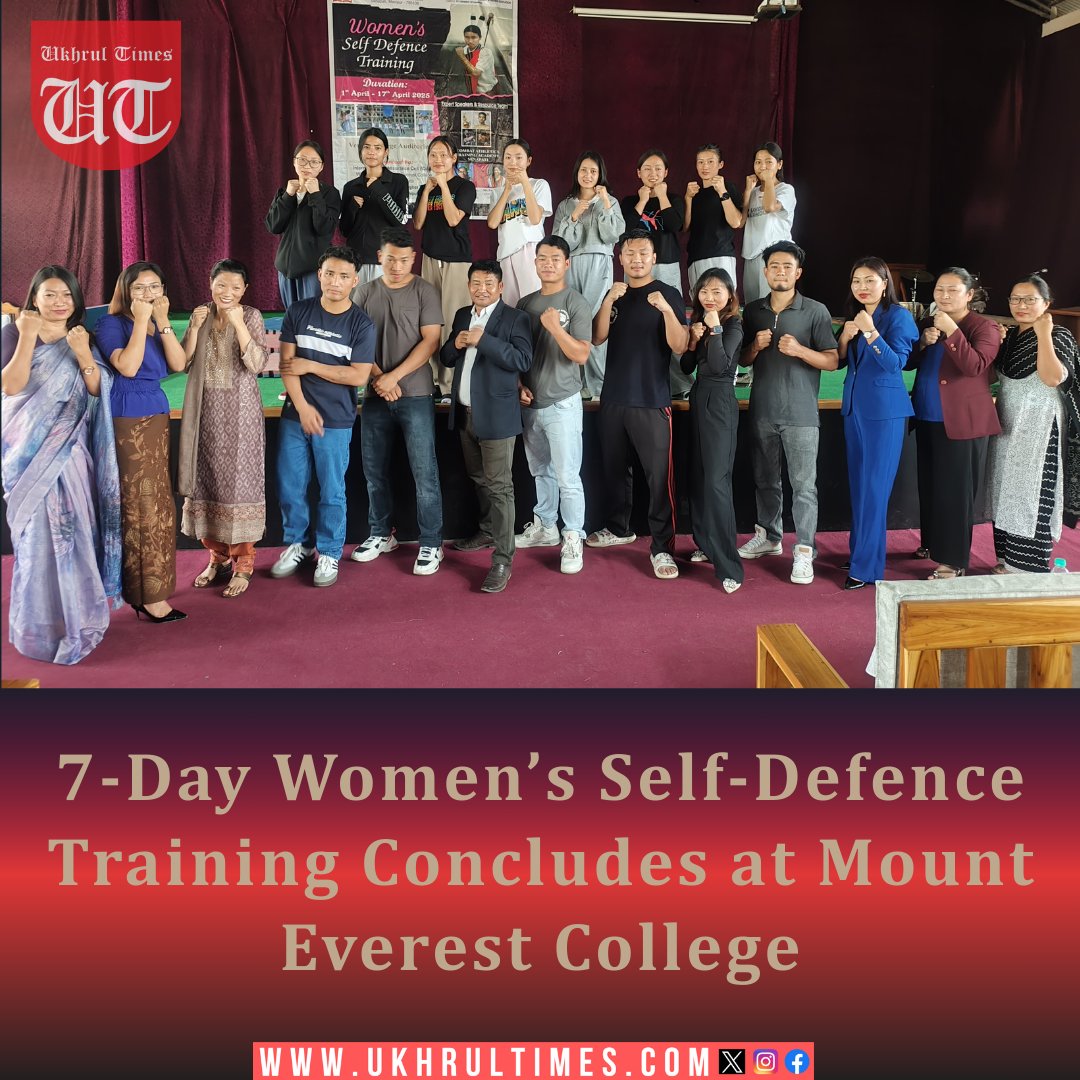 ukhrultimes's tweet image. #Senapati: A 17-day Women’s #SelfDefence Training concluded at Mount Everest College, Senapati. Over 80 women faculty members and students participated in the training. Dr. Roshan Shagolsem, Academic Dean said the #training program was not merely about learning defence