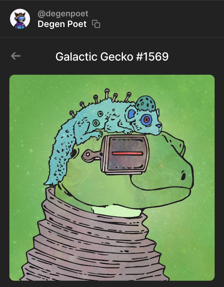 can't remember the last time i bought a PFP
feels good man <a href="/GalacticGeckoSG/">🟩Galactic Gecko Space Garage 🦎 🛸 🪐</a>