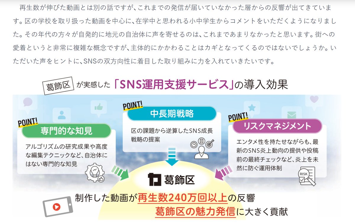 Kentaro_Fujimo's tweet photo. 弊社の自治体事業を「自治体通信」に取り上げていただきました！

制作した動画が240万回も再生されたり、外部のアワードで最優秀賞を受賞したりした「葛飾区の公式TikTok」について、弊社がどのようにご支援していたのかなどをお話ししています。 https://t.co/p2GJLZeGLz