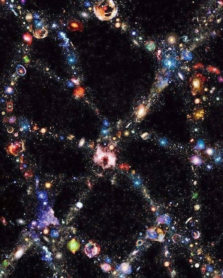 An artist interpretation of BOSS, the largest discovered structure in the universe so far, a wall of galaxies at over a billion light-years across