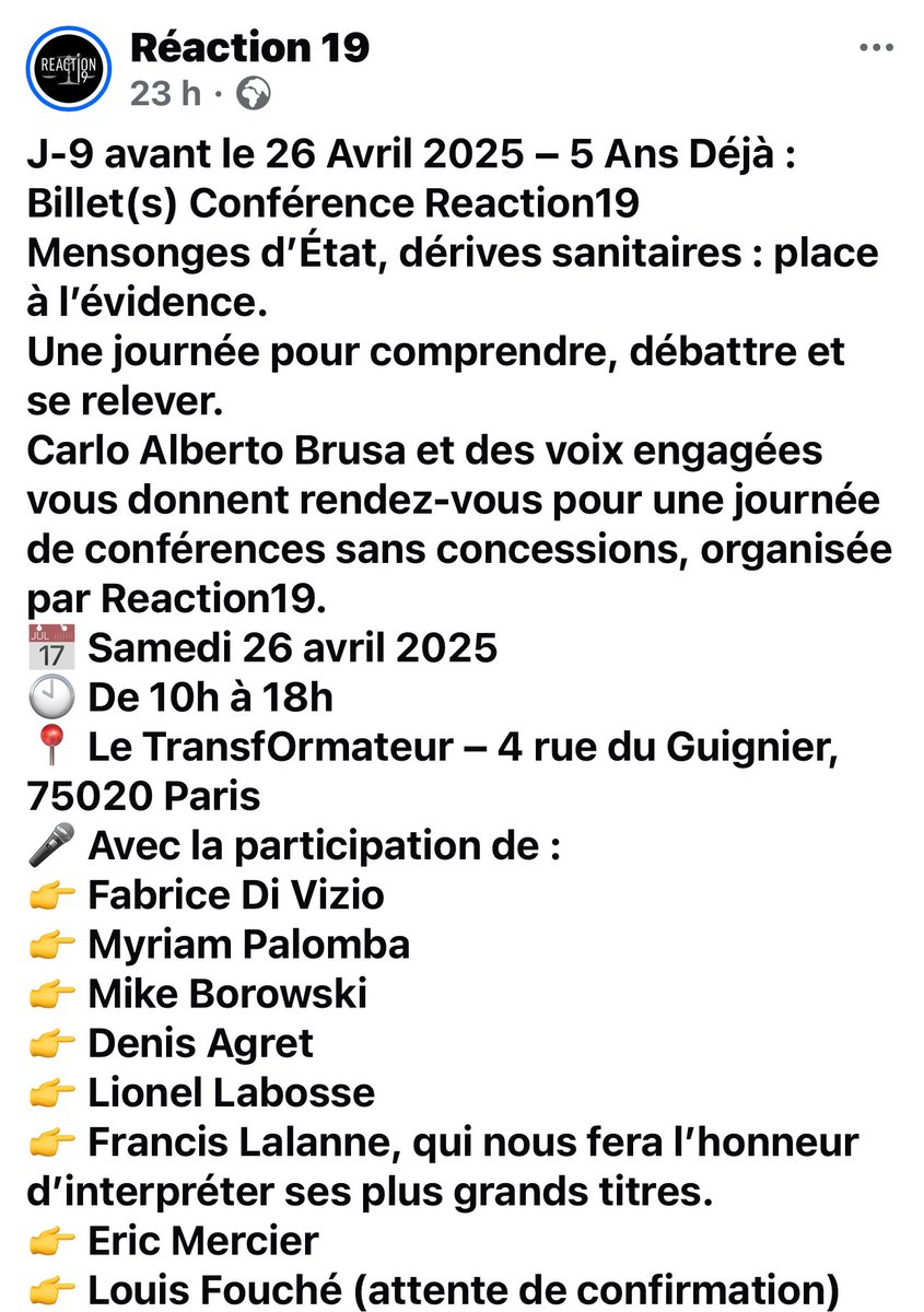 On résume. Brusa porte plainte contre X pour homicide volontaire. Dans la foulée, il organise une conférence à 20 balles la place. Admirons la liste des invités. Les pires neuneus avec en prime #LalanneAbruti. Paye ta crédibilité 😂

#Antivax