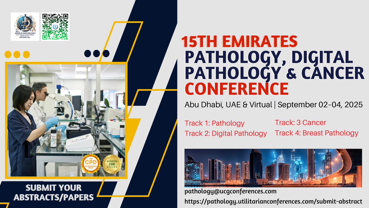 Gaur Priya (@epucgcongress) on Twitter photo Call for Abstracts
The 15th Emirates Pathology, Digital pathology & Cancer Conference from Sep 2–4, 2025, in Abu Dhabi, UAE
wa.me/+971588044059
pathology.utilitarianconferences.com/submit-abstract
#PathologyTechnician #PathologyExam #PathologyPractice #VirtualPathology #DigitalMicroscopy
#Telemedicine Call for Abstracts
The 15th Emirates Pathology, Digital pathology & Cancer Conference from Sep 2–4, 2025, in Abu Dhabi, UAE
wa.me/+971588044059
pathology.utilitarianconferences.com/submit-abstract
#PathologyTechnician #PathologyExam #PathologyPractice #VirtualPathology #DigitalMicroscopy
#Telemedicine