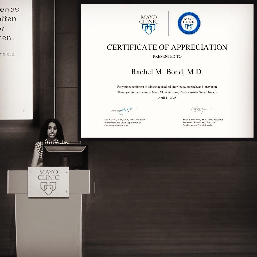 Rachel M Bond, MD (@drrachelmbond) on Twitter photo Honored to present Grand Rounds on The State of Women’s Heart Health to my CV colleagues at <a href="/MayoClinic/">Mayo Clinic</a> in AZ.
We must move beyond one-size-fits-all care — from pregnancy outcomes to clinical syndromes, changing how we see women’s heart disease changes how we treat it. Honored to present Grand Rounds on The State of Women’s Heart Health to my CV colleagues at <a href="/MayoClinic/">Mayo Clinic</a> in AZ.
We must move beyond one-size-fits-all care — from pregnancy outcomes to clinical syndromes, changing how we see women’s heart disease changes how we treat it.