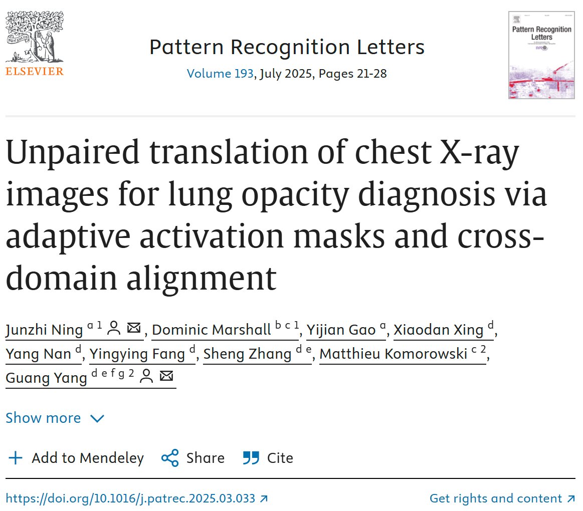 gyangMedIA's tweet image. AI framework removes lung opacities in CXR images, boosting segmentation &amp;amp; classification accuracy! 🩻

✨ With adaptive masks &amp;amp; cross-domain alignment. #AI #Healthcare #deeplearningbox 

Read our paper here: doi.org/10.1016/j.patr…