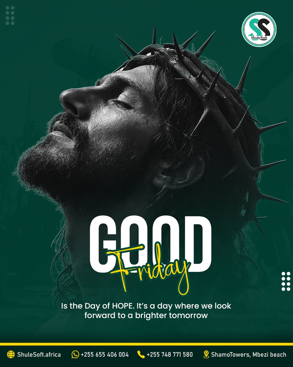 Good Friday 
A day to reflect and remember - hope is never lost.
Through sacrifice comes renewal. Through faith, a brighter tomorrow. 

From all of us at ShuleSoft - peace and strength to you. 🙏
#ShuleSoft
#GoodFriday2025 
#HopeAndFaith 
#MakingEffectivenessPossible