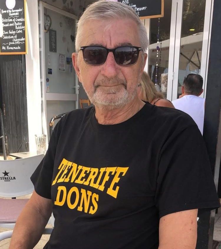 dons_club's tweet photo. Very sorry to hear of the passing of Dave. 
A Tenerife Don and a lovely, interesting bloke who we'll greatly miss. 
A glass or two will be raised tomorrow for you min. https://t.co/ROmiNHrNcf