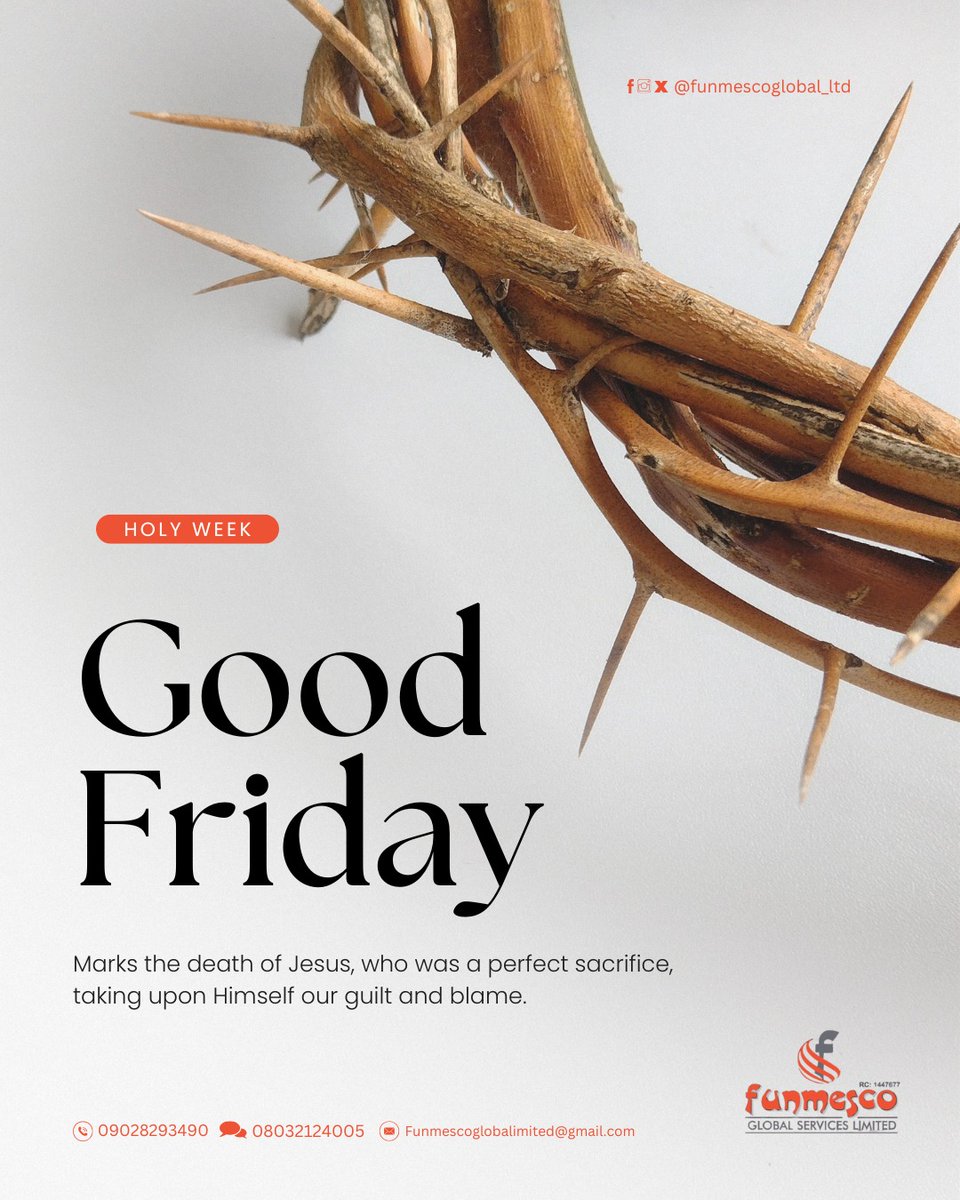 funmescoglobal's tweet photo. Today we remember the ultimate sacrifice,Jesus gave His life so we could be free. A love like no other. 

#GoodFriday #JesusPaidItAll #UltimateSacrifice #FaithOverFear #GratefulHeart #HeDiedForUs #LoveBeyondWords #RememberTheCross https://t.co/fmAUHfMD7O
