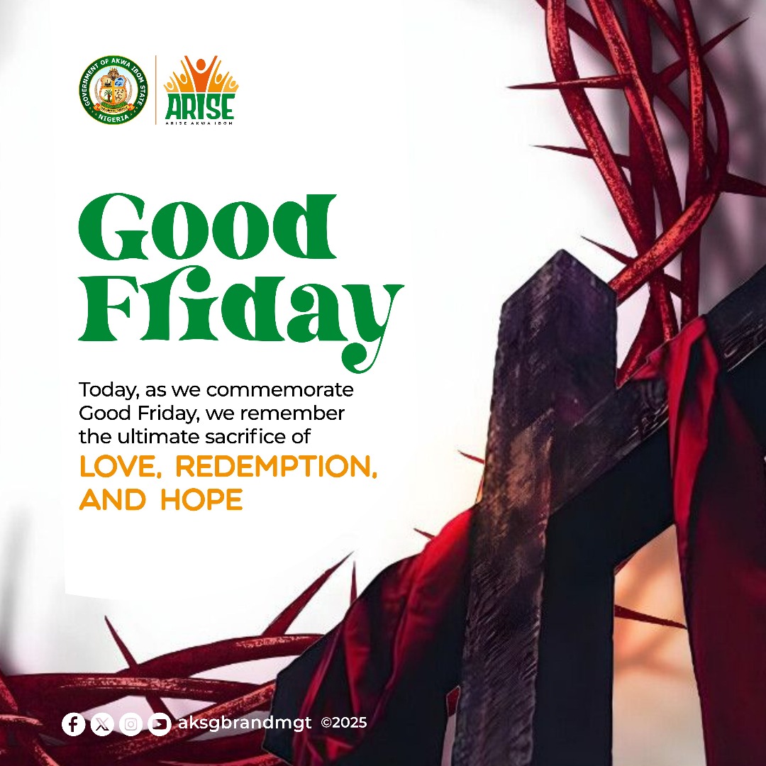 Today, as we commemorate Good Friday, we remember the ultimate sacrifice of love, redemption, and hope. 

It is a day of solemn reflection, gratitude, and renewed faith in the power of divine grace.

#GoodFriday