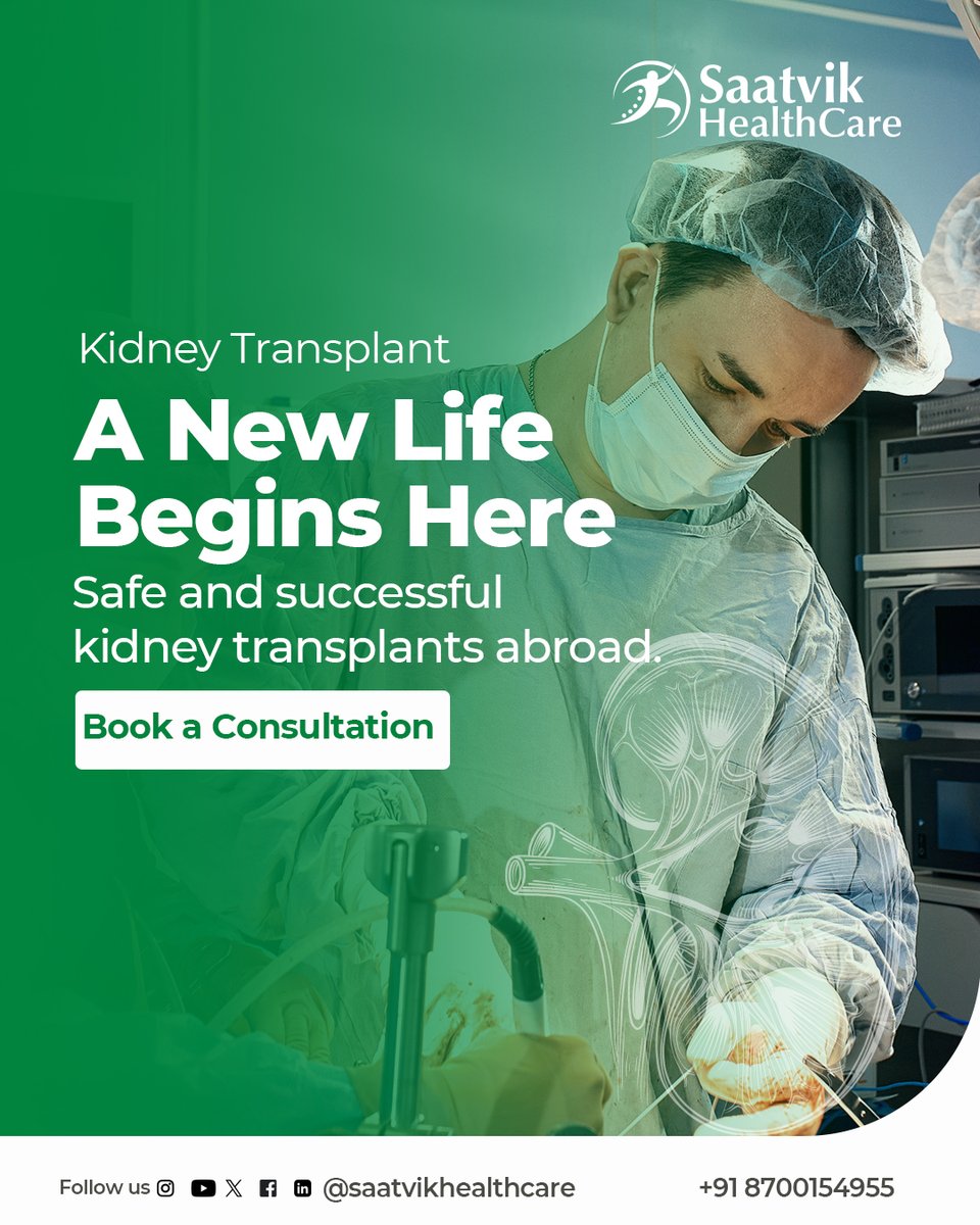 SaatvikXGlobal's tweet photo. Expert kidney transplant care, tailored for you.

From pre-surgery to recovery, Saatvik HealthCare ensures comfort, safety &amp; peace of mind with top global partners by your side. 

Accredited Hospitals | 🌐 Global Experts | 💡 Full Support

#KidneyTransplant #MedicalTourism https://t.co/t1SwjhlJlg