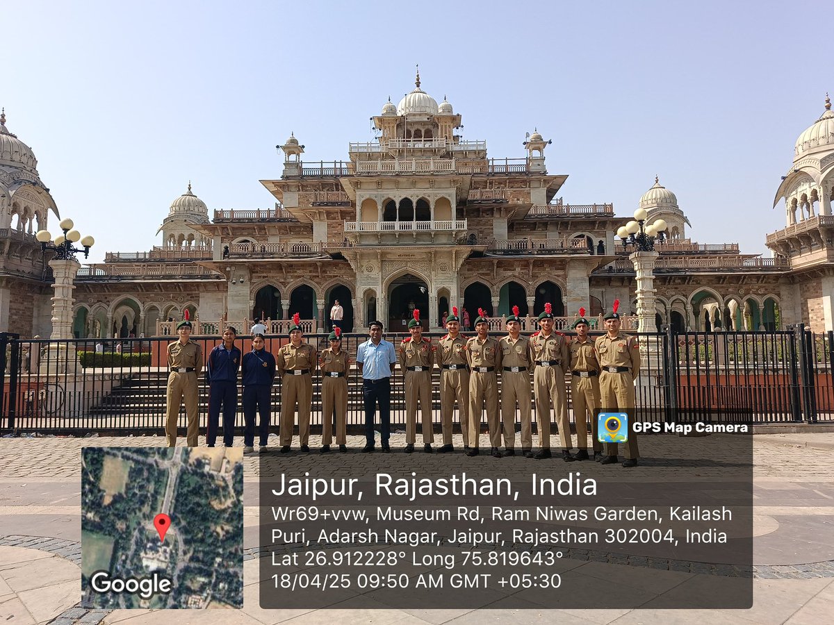NCCDteRajasthan's tweet photo. On #WorldHeritageDay, cadets of 7 Raj Indep Coy NCC, Jaipur visited the iconic Albert Hall Museum. Through a Heritage Walk and visitor interactions, they highlighted the message — “Heritage: Our Pride and a Cultural Reflection of Society.” #NCC #PreserveHeritage #NCCDTERajasthan https://t.co/6RFp5IoJg7
