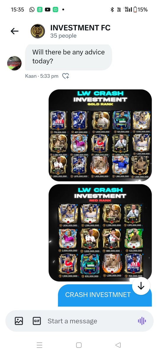 🍀 EXTRA INVESTMENTS 🍀

Extra Investment cards posted in investments GC🤞

Reply "YES" to get added✅
Must like &amp; RETWEET the post ♥️

-Only 15 slots open taking people till only 50 MENBERS

I hope you make huge profits on your current investments🌟

👉Ensure that your following