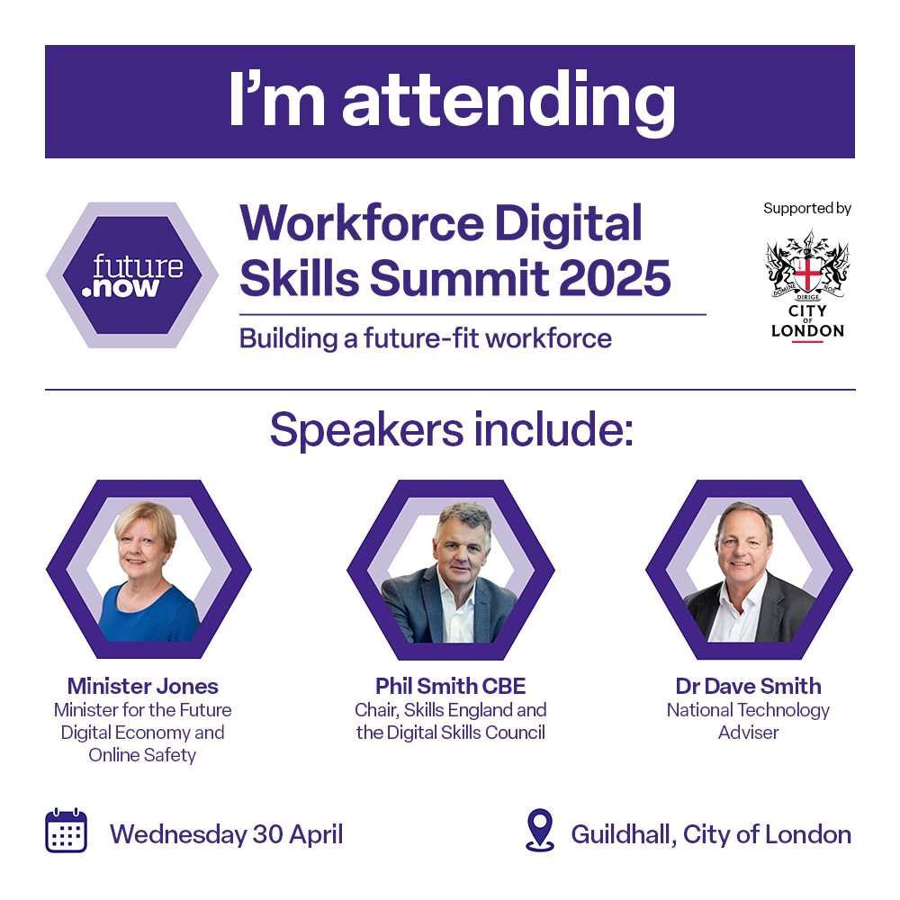 IFBJohn's tweet photo. Delighted to be attending at @FutureDotNowUK's Workforce #DigitalSkills Summit 2025. 50%+ of workers don't have the digital essentials needed for work and AI is transforming the workplace. Closing the skills gap couldn’t be more vital! More info and tickets ➡ https://t.co/IBRmdSonAa