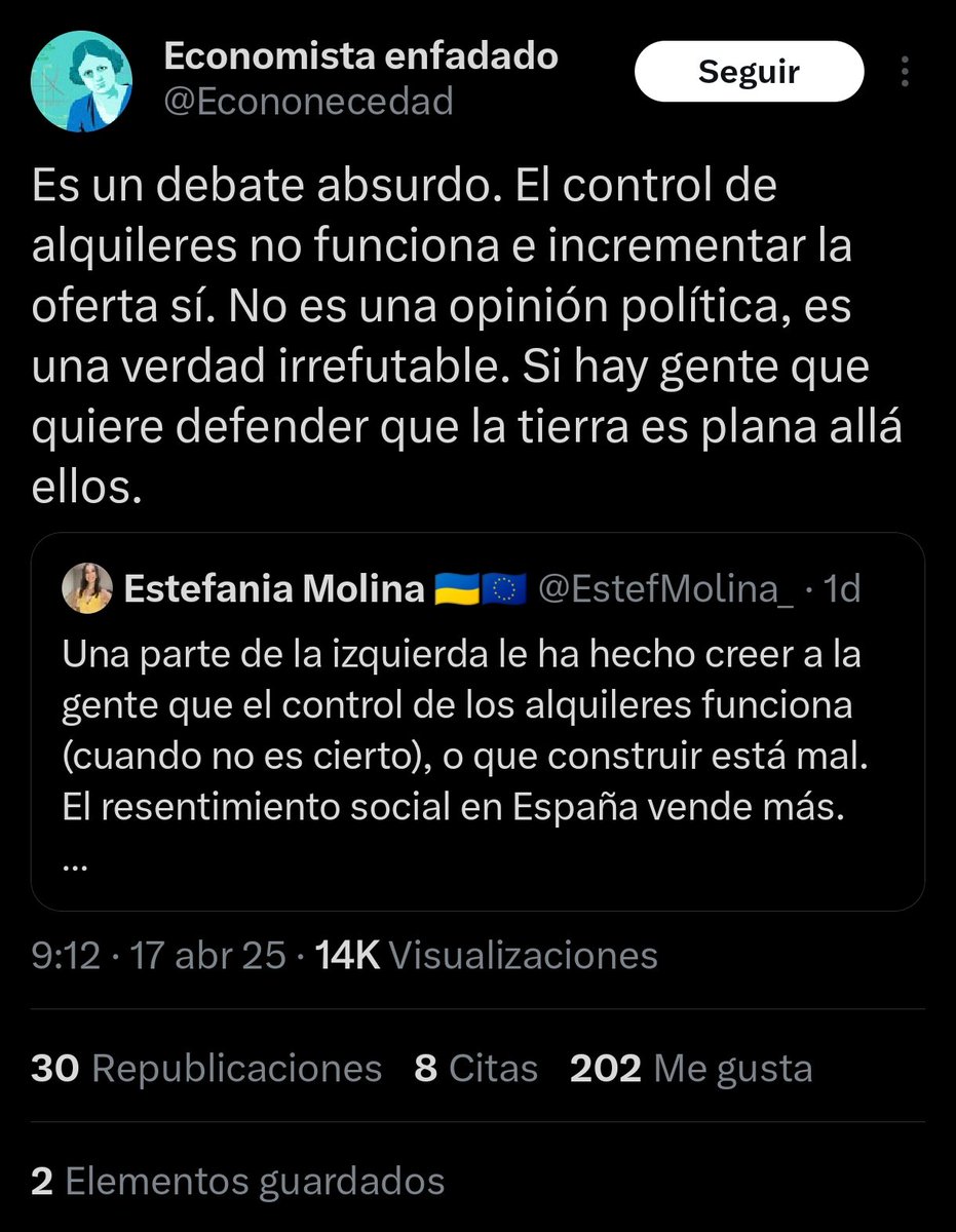 ¿Os acordáis cuando la subida del SMI iba a suponer el fin del mundo? Destrucción de millones de empleos, cierres masivos de empresas... Como se ha demostrado, era todo mentira, pero buscaban meter miedo para mantener sus privilegios. Pues con la vivienda exactamente lo mismo.