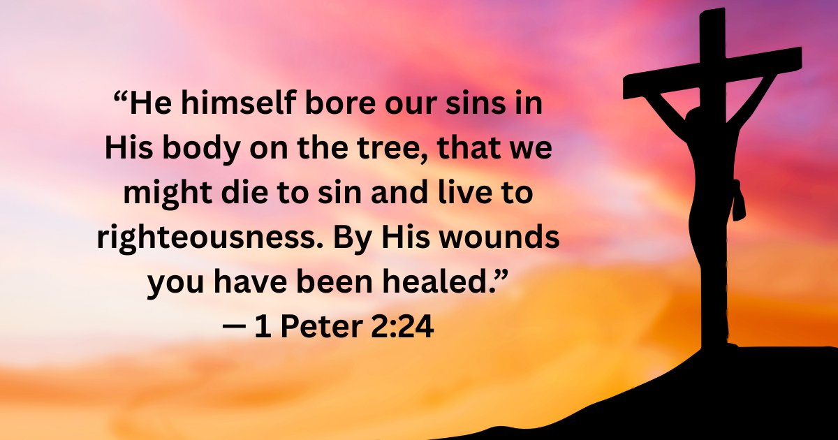 UKChristianNews's tweet photo. “He himself bore our sins in his body on the tree, that we might die to sin and live to righteousness. By His wounds you have been healed.” — 1 Peter 2:24

On this Good Friday, we reflect on Christ’s sacrifice and love. #GoodFriday #UKChristian #1Peter224 #CrossOfCalvary https://t.co/eSWZjDvjKP