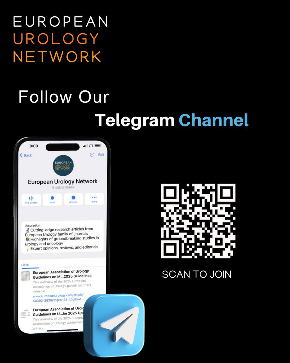 Follow us on Telegram for the latest updates from the European Urology family of journals — European Urology, European Urology Focus, European Urology Oncology, and European Urology Open Science. 

Be the first to read new articles, editorials, special issues, and key