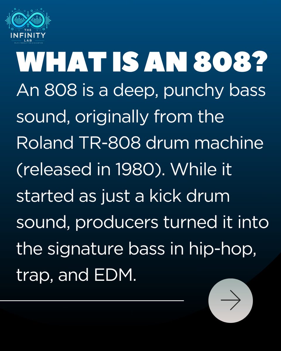 TheInfinityLab's tweet image. The 808 isn’t just a sound — it’s a statement.
Originally a drum machine kick. Now?
It’s the THUNDER in trap. The heartbeat of hip-hop.
Feel it. Don’t just hear it.
#TheInfinityLab #808Culture #BasslineBoss #BeatmakerBasics #ProducerTalk #LowEndLegend #LabMeUp @infdb_official