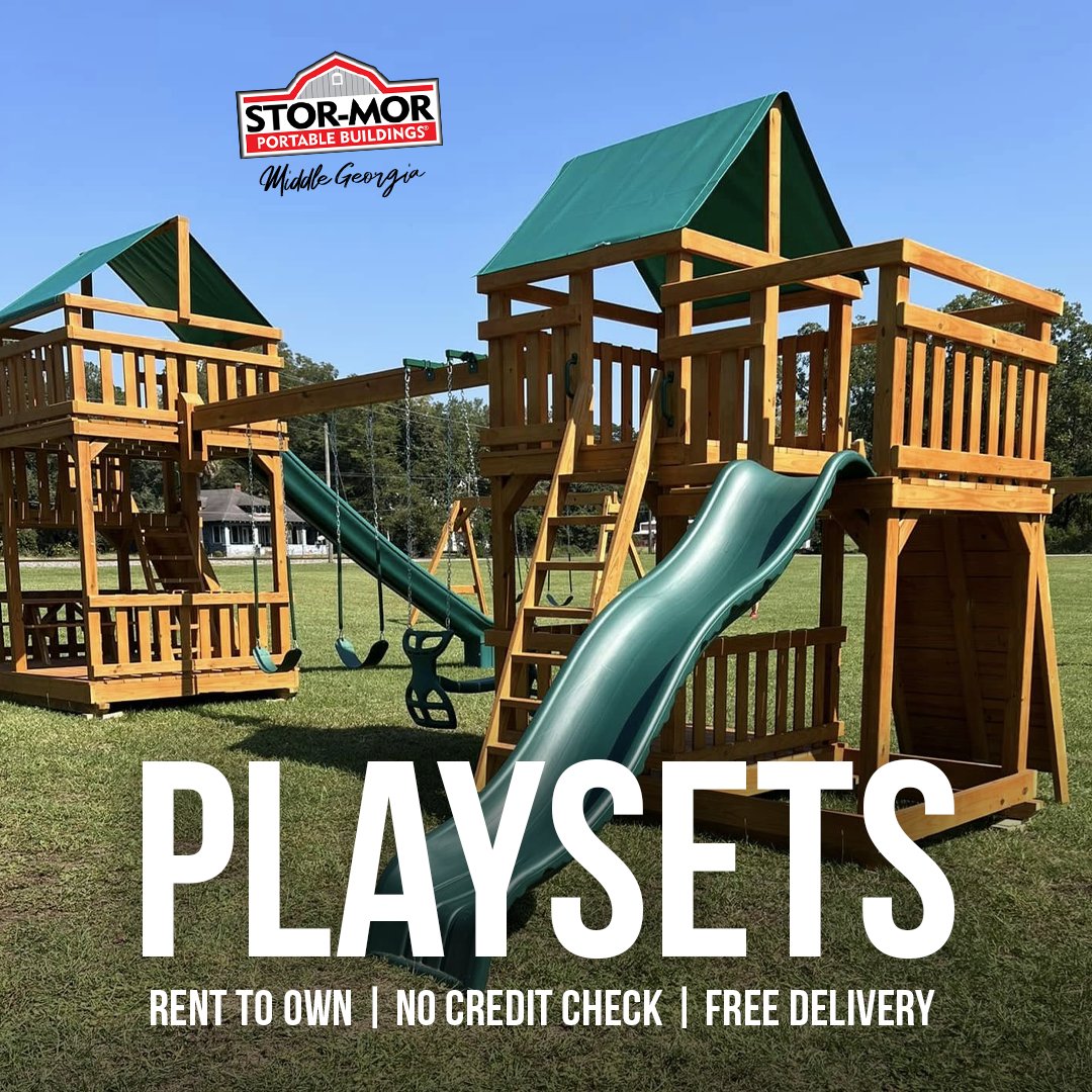 stormormiddlega's tweet photo. 🎉 Ready to take playtime to the next level? Stor-Mor Middle Georgia has the ultimate handcrafted playsets built for BIG fun and even BIGGER memories! 👧👦

✅ 2-Year Warranty 💪
✅ Slides, Swings, Climbers &amp; Cool Add-Ons
✅ Easy Rent-to-Own – No Credit Check! 🎉

#Playsets https://t.co/fKuM1LTbDi