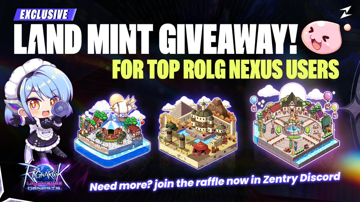🎉 Surprise Drop! 🎉

Top <a href="/ROL_Genesis/">Ragnarok Landverse: Genesis</a> Nexus users have scored 1 of 10 Guaranteed Mints or a Whitelist spot ahead of next week’s Land Sale. 🏰

Want in? Join our Discord Raffle for a chance to win 1 of 5 Guaranteed Land Mints or 10 WL spots! 🎫

Nexus winners below 👇🧵