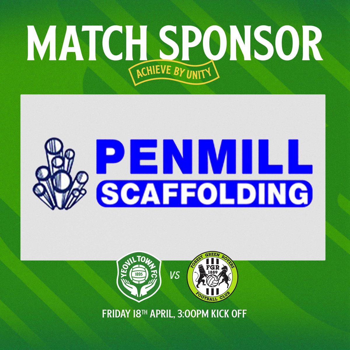 YTFC's tweet image. Thank you to today’s Match Sponsor! 🤝 

🏟️ Pen Mill Scaffolding
⚽️ The Consortium 

#YTFC 💚
