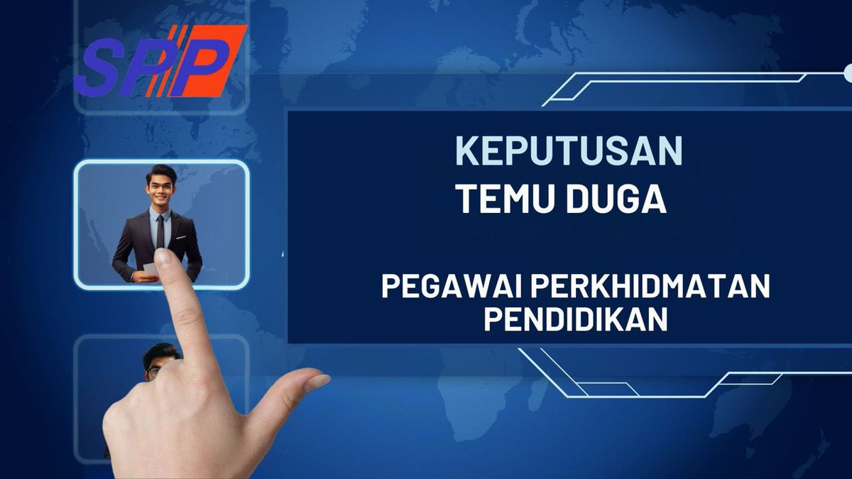 Hebahan Keputusan Temu Duga Calon Kementerian Pendidikan Malaysia (KPM) Ke Jawatan PPP Gred DG9 Tahun 2025 Bagi Calon-calon Yang Telah Ditemu Duga Pada 13, 14 &amp; 19 Februari 2025 bagi Semenanjung, Sabah &amp; Sarawak boleh disemak di pautan seperti berikut:

spp.gov.my/en/announcemen…
