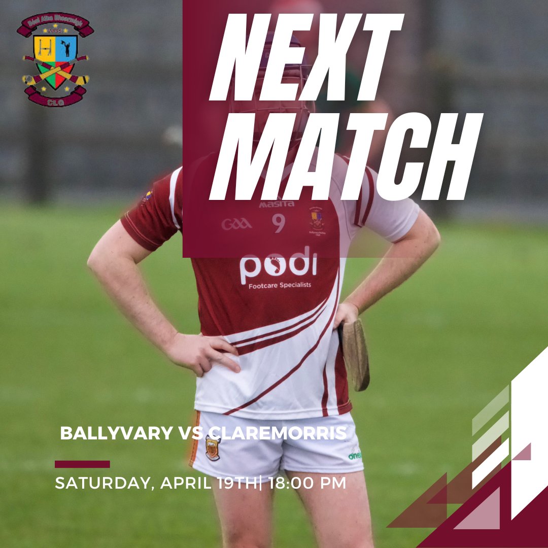 Ballyvary Hurling (@ballyvaryhc) on Twitter photo Our lads are back swinging this Easter Saturday – and they’re not looking for eggs.
Senior hurlers take on <a href="/claremorrisgaa/">Claremorris GAA</a> at 6pm at home, and they’ll need every shout, roar, and bit of support ye can spare. Our lads are back swinging this Easter Saturday – and they’re not looking for eggs.
Senior hurlers take on <a href="/claremorrisgaa/">Claremorris GAA</a> at 6pm at home, and they’ll need every shout, roar, and bit of support ye can spare.