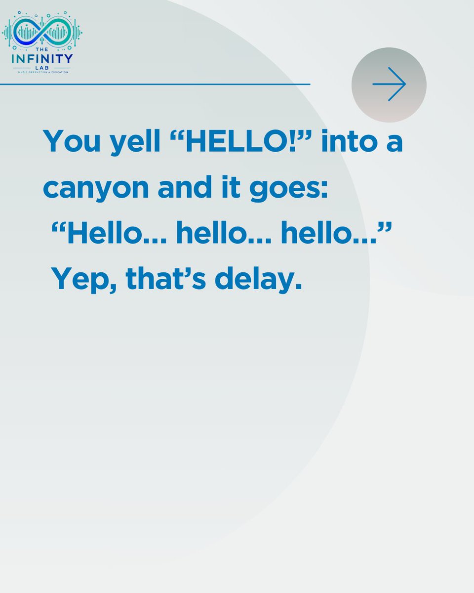 TheInfinityLab's tweet image. Delay = copy + paste… with style.
It repeats your sound, but lets it breathe.
Wanna sound bigger, deeper, trippier?
Delay’s your dude.
#TheInfinityLab #DelayExplained #SoundDesignSauce #EchoWithIntent #StudioScience #ProducerToolbox #LabMeUp @infdb_official