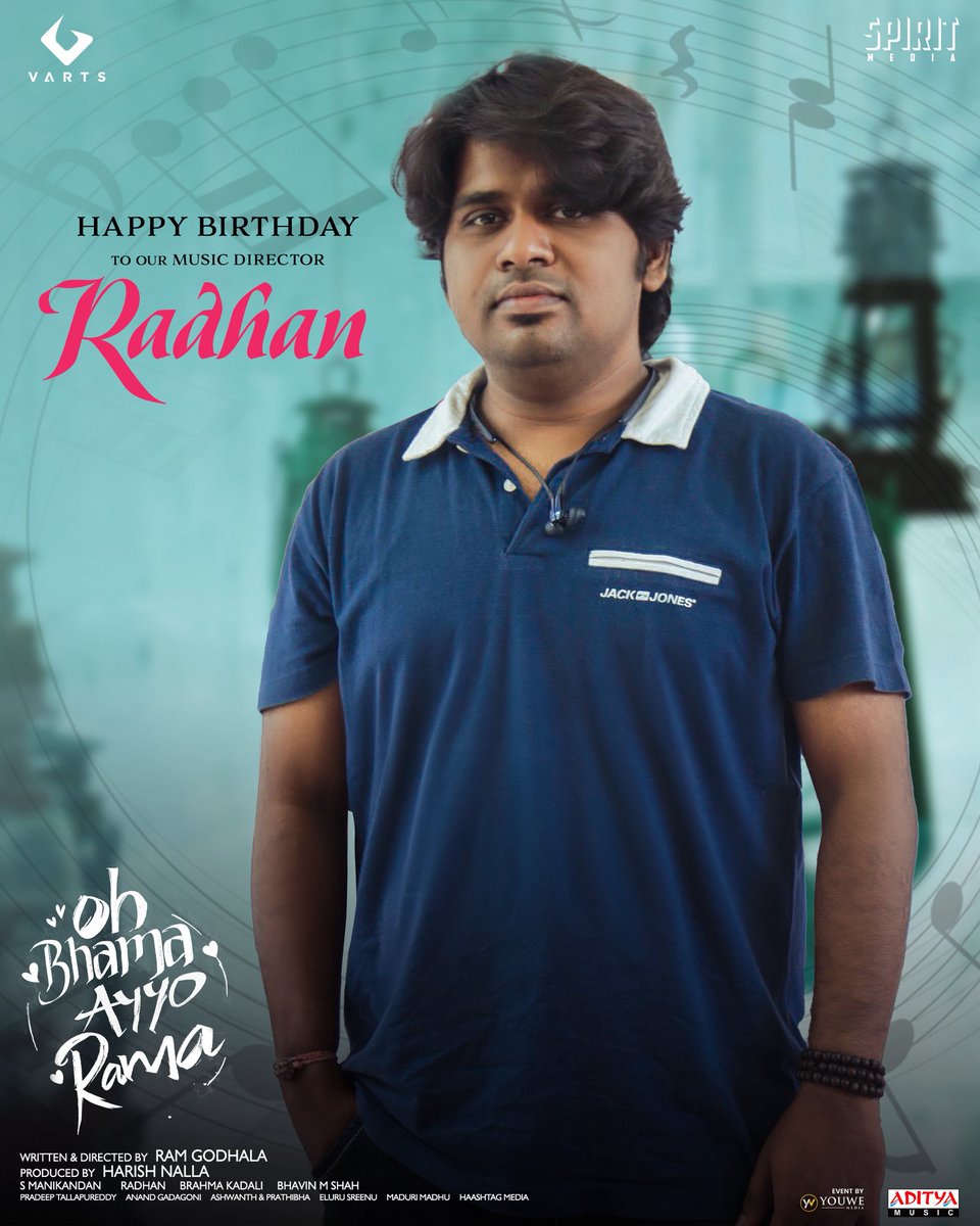 The man behind many magical chartbusters and soul-stirring bgm's🎼

Team #OhBhamaAyyoRama wishes the musical genius <a href="/radhanmusic/">Radhan Music</a> a spectacular birthday ❤️‍🔥

Enjoy the enchanting #OBAR First Single, composed in his signature magical style ❤️
-- youtu.be/8pZ9cOxv49Q

<a href="/ActorSuhas/">Suhas 📸</a>