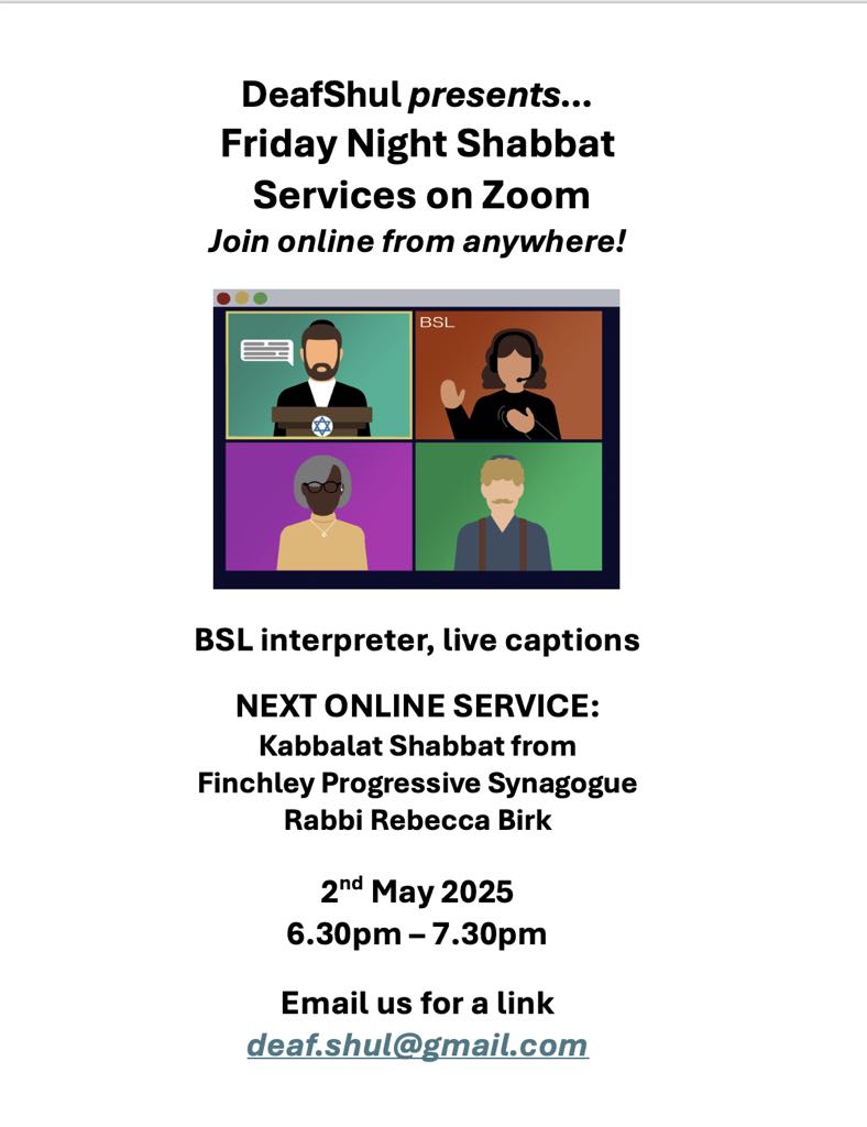 Owen Power (@owenowenpower) on Twitter photo Vicki Ashmore, <a href="/petecsimms/">Pete Simms</a> and myself are looking forward to welcoming you to our second Friday Night DeafShul service on 2nd May at 6:30pm. The service will be led by Rabbi Rebecca Birk at <a href="/finchleyprog/">Finchley Progressive</a> . Rabbi Rebecca is no stranger to leading a D/deaf inclusive service and Vicki Ashmore, <a href="/petecsimms/">Pete Simms</a> and myself are looking forward to welcoming you to our second Friday Night DeafShul service on 2nd May at 6:30pm. The service will be led by Rabbi Rebecca Birk at <a href="/finchleyprog/">Finchley Progressive</a> . Rabbi Rebecca is no stranger to leading a D/deaf inclusive service and
