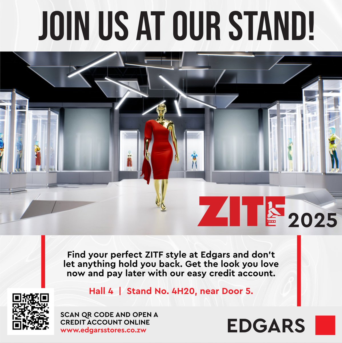 Catch the latest fashion exclusives at ZITF! Swing by the Edgars stand for giveaways, exciting offers, and more.
#ZITF2025 #EdgarsStyle #FashionExclusives
