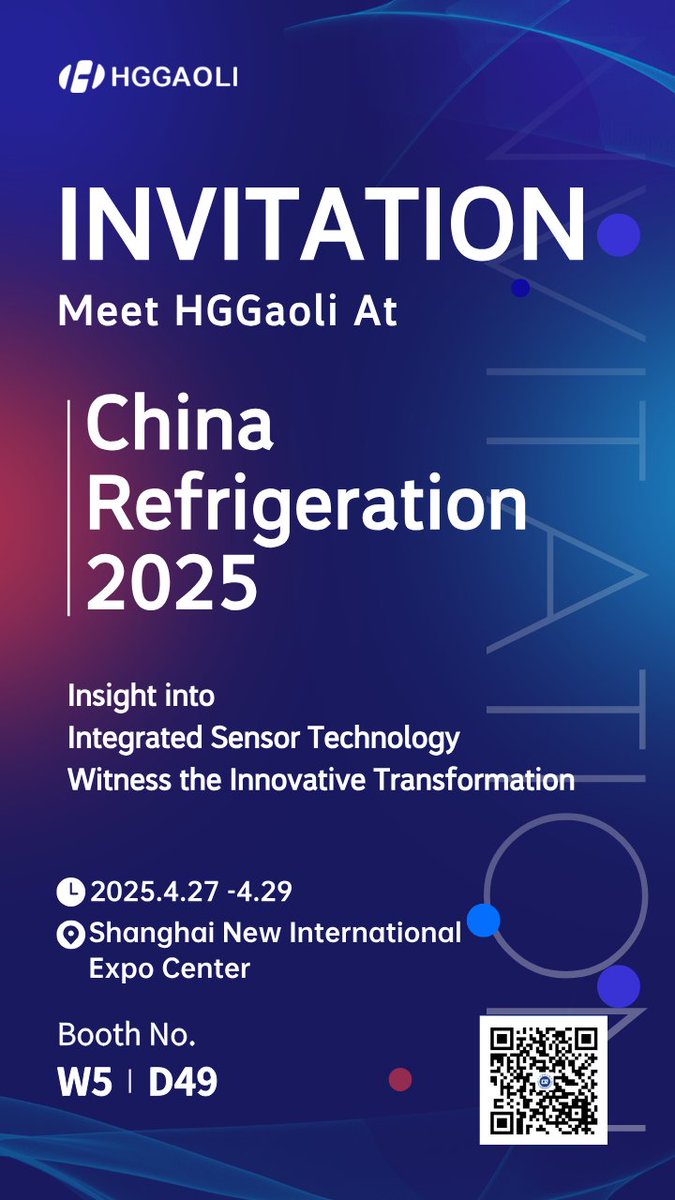 GaoliHg's tweet photo. 💡HGGAOLI to Make an Appearance at China Refrigeration 2025! 

📅2025.04.27~04.29
📍Shanghai New International Expo Center
👉Meet us at Booth No. W5, D49 to discover our integrated sensor technology for a sustainable future! https://t.co/sDq1nHYabD