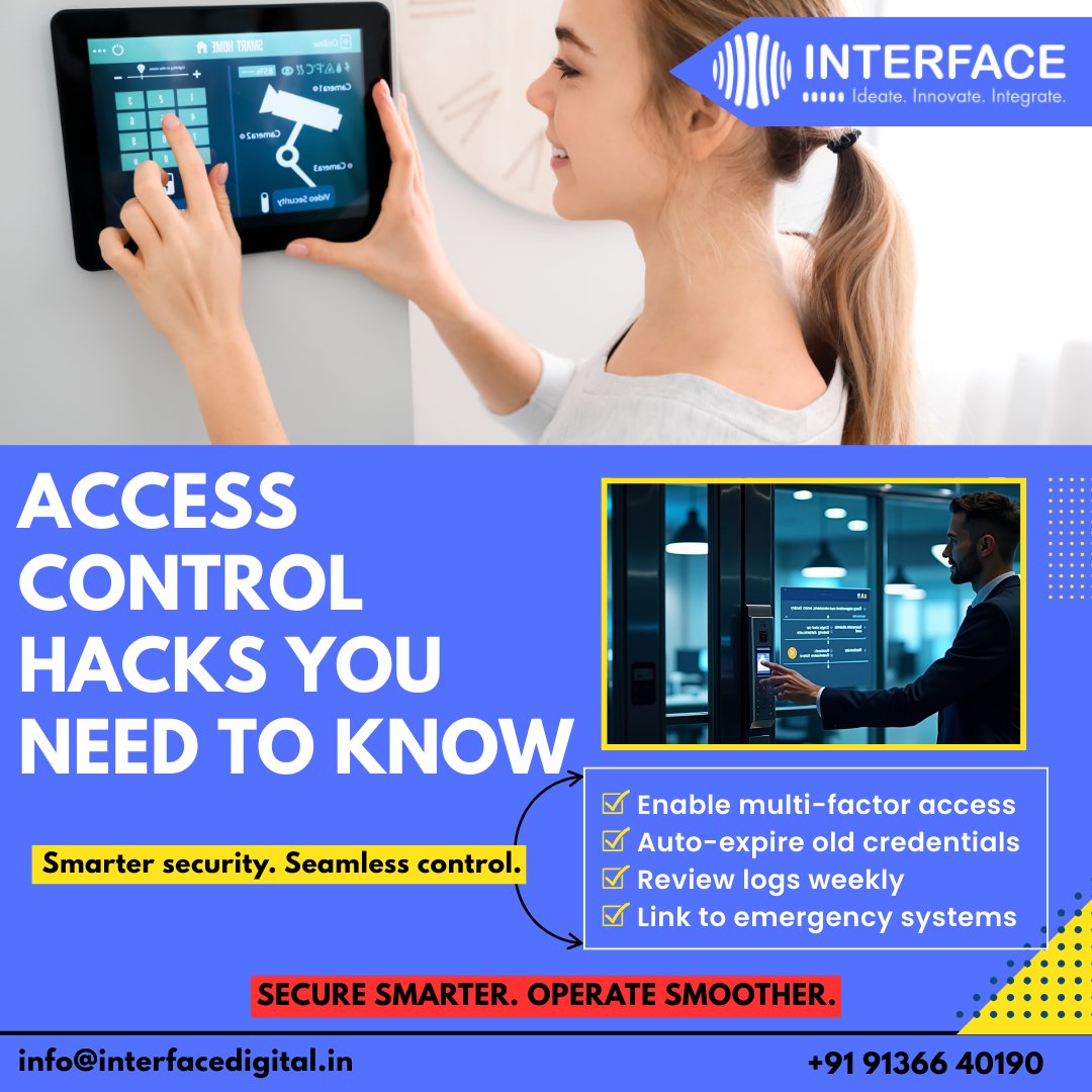 interface_digi's tweet photo. Smart access control = safer spaces.
From expiring credentials to multi-factor authentication, small upgrades = big impact.

info@interfacedigital.in | +91 91366 40190

#AccessControl #SmartSecurity https://t.co/0rPi0rAsrD