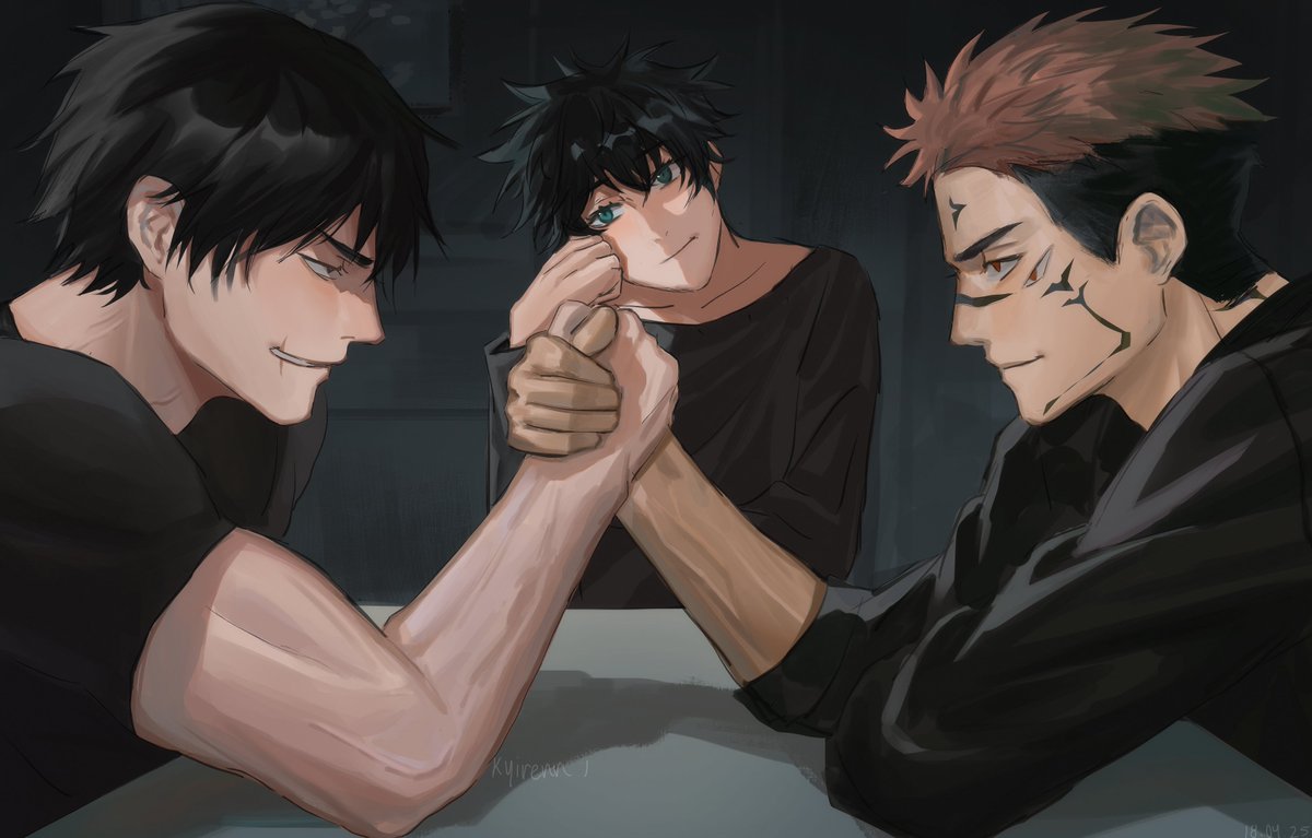 sukuna hanging out with toji and megumi