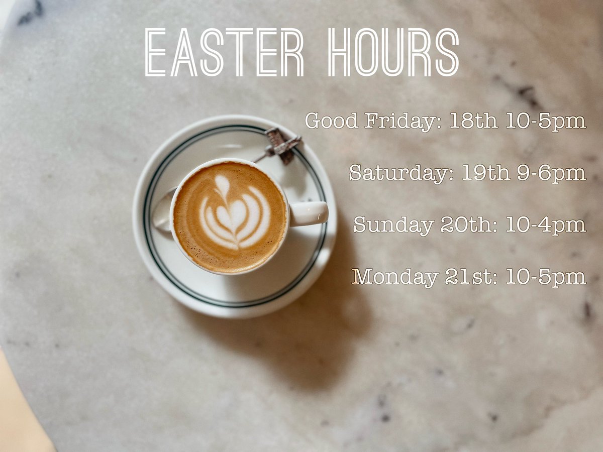 Easter Opening Hours Update.
We’ll be open with adjusted hours over the Easter weekend — then back to our usual hours from Tuesday 22nd April (7am–5pm).

#FacultyCoffee #IndieCoffee  #SpecialityCoffee #CoffeeLoversUK  #CoffeeTime #BirminghamCoffee #BirminghamFoodie