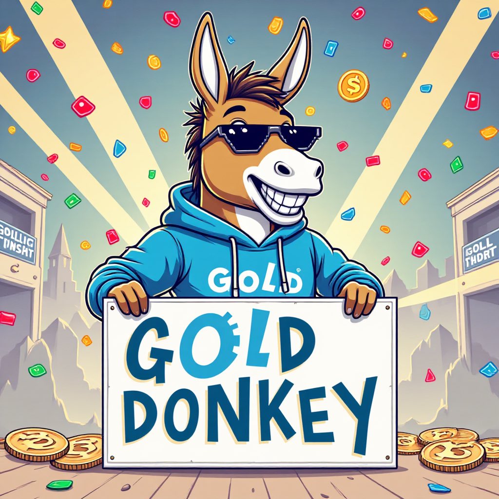 GDKMeme's tweet photo. Welcome to the GOLD DONKEY world!
Rocking shades, rocking coins, and rocking the crypto vibes.
This donkey’s not just cool — he’s golden.

[https://t.co/2dYoT5lvC8]

But before you ride the hype…

DYOR – Do Your Own Research!
Behind every smile and coin shower, there’s a market to understand.
Stay smart. Stay curious. Stay golden.

#GoldDonkey #CryptoVibes #DYOR #StayGolden #HODL #CoinCulture #Coin 
#Bitcoin #DOGE #PEPE 
#Crypto #cryptocurrency 
#fun
