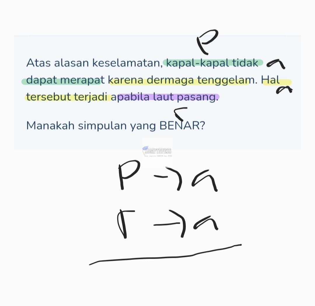 PTN! aku masi kurang paham kalo ada soal penarikan simpulan kayak gini, katanya kalo ada kata "apabila" ditengah itu jadi kata yang didepan, tapi kok kayak gini😭😭😭 butuh pencerahannya teman teman yang baik