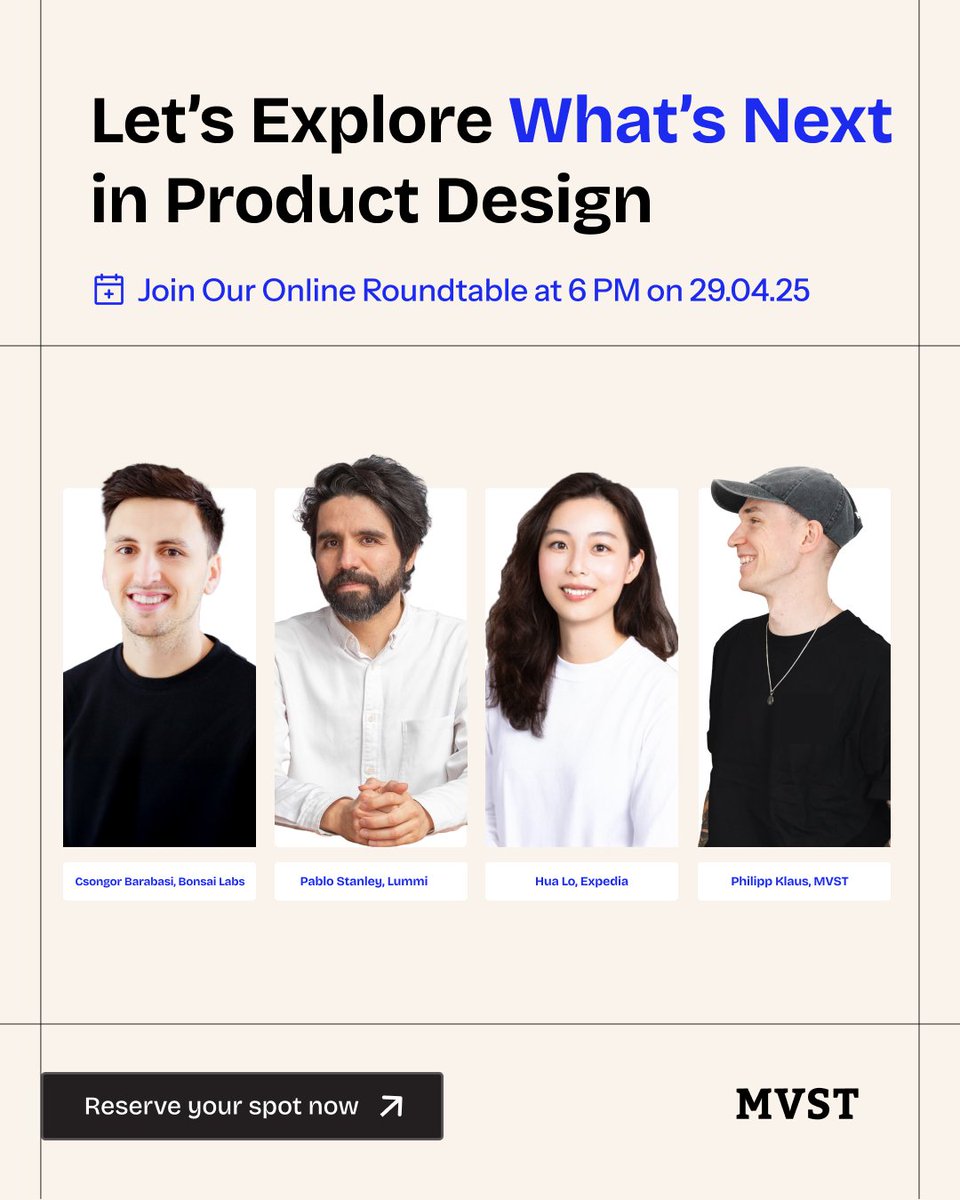 MVSTDigital's tweet photo. 🧠Who will you be designing for in 5 years?
Humans or AI agents?
Join our Roundtable and Sign up here: https://t.co/vzoI76hTff
#AIDesign #FutureOfDesign #HumanCenteredDesign #AIUX #DesignForAI #MVSTInsights https://t.co/nGc9hlG9RI