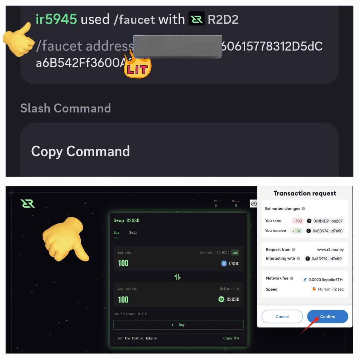 Investor_ruthh's tweet photo. A GUIDE TO R2 TESTNET @r2yield

Cost: 0 Dollar

💥Start here https://t.co/GA9hL9C7nn
Code: 6DCMY

💥Connect Metamask evm wallet

💥Claim sepolia faucet here 0.05 daily https://t.co/xTXtgyI9nR

💥Head over to the Discord here https://t.co/fJCAYZRRcd verify, go to faucet and claim 1000 usdc and 0.01 $WBTC daily using the command /faucet:[input your wallet address]

💥Go to SWAP and swap $USDC to $R2USD Swap so many times

💥Move to EARN and stake $R2USD to $SRUSD also you can stake sepolia Eth to $RETH or stake $WBTC to $RBTC. After staking you  you can only unstake after 14 days

💥You can also Provide Liquidity with $USDC to $R2USDC and $R2USDC to $SR2USDC

💥Lastly perform galxe and intract quest here
https://t.co/ks2EYDm9eY

https://t.co/gUB4H1Q0PR