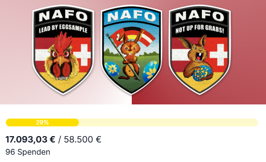 lupos_lusatiae's tweet photo. Hey Leute, der NAFO-DACH Fundraiser mit der @69thSB mit österlichen Motiven hat bereits
▮▮▮▮▮▯▯▯▯▯▯▯▯▯▯▯▯▯▯▯ 29%
für drei Fahrzeuge gesammelt! Und nicht vergessen beim Raffle mitzumachen!

https://t.co/uaswXJyx6c https://t.co/kvW7x3FFZe