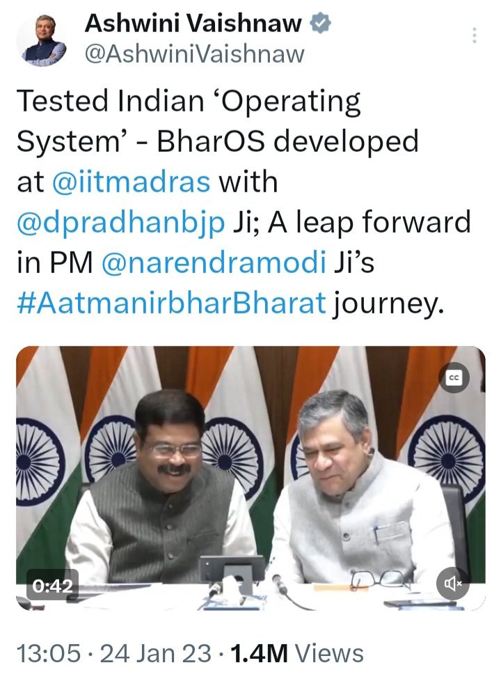 dharam_raghu1c's tweet photo. @AshwiniVaishnaw सर जी 
2 वर्ष बीत गए भारतीय मोबाइल ऑपरेटिंग सिस्टम #BharOS आया नहीं?
ऐसे कैसे बनेगा विकसित भारत?
@narendramodi_in @narendramodi @MIB_Hindi https://t.co/jLh6UGY9CD
