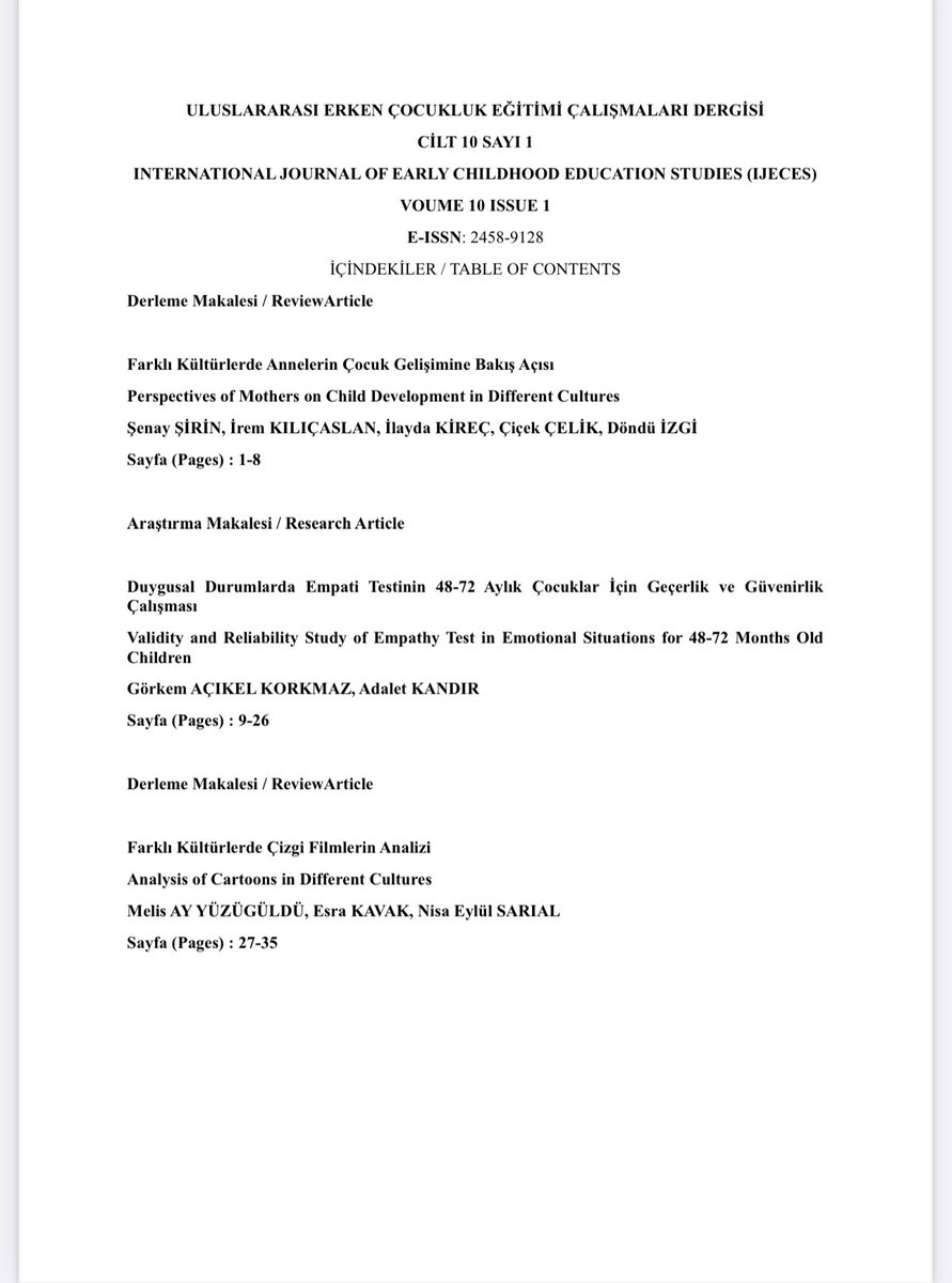 Dergimizin 10. Cilt 1. Sayısı yayında!
Akademik katkılarıyla alana ışık tutan yeni sayımıza erişmek için: ijeces.hku.edu.tr/tr/
İyi okumalar dileriz💐