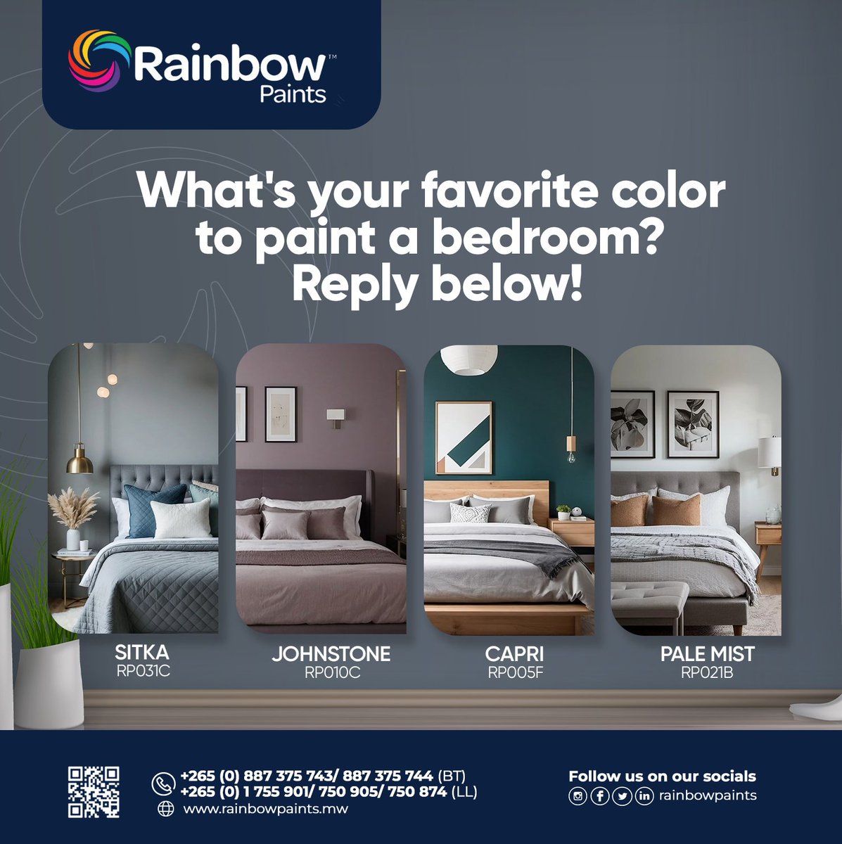 rainbowpaintsmw's tweet image. Your dream bedroom starts with the perfect color. What’s your pick?

#BedroomInspo #NeutralVibes #ColorYourSpace #RainbowPaints #HomeStyle