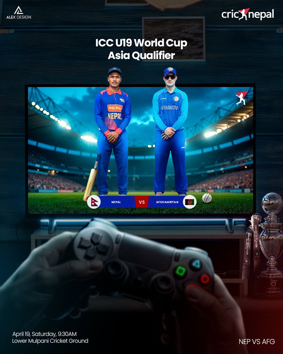 cricnepal's tweet photo. 🇳🇵 ⚔️ 🇦🇫 - A battle for the World Cup spot. 🔥

जितको शुभकामना । 🇳🇵

🎨 - Alex_Design https://t.co/KxmrcuIyZR