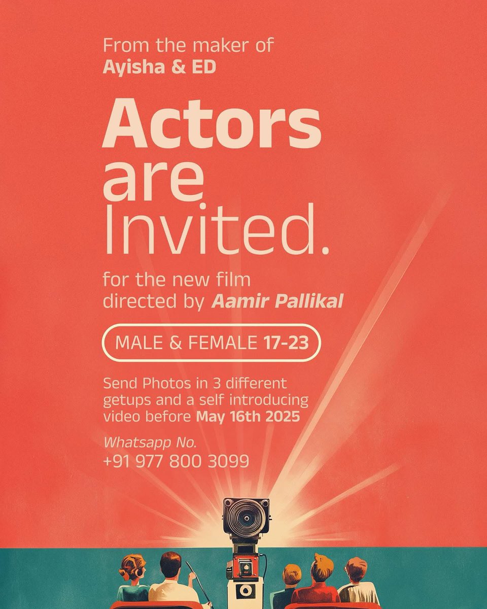 AuditionAreHere's tweet photo. Casting Call 🎭 Feature Film (Malayalam)
Looking for Male & Female actors.
#arh #auditionsarehere #castingcall #malayalam #malayalamcinema #malayalamfilm #malayalammovie #mollywood #femaleactress #featurefilm #femaleactor #male #maleactor #maleactors #maleartist #female https://t.co/ULbhzzGt6t