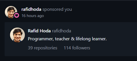 Star_Knight12's tweet photo. Got the first sponsorship on GitHub!!

Thank you for making my dayy!! https://t.co/ammR7kPdPO