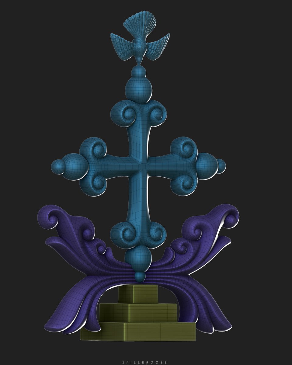 skillerdose's tweet photo. Mar Thoma Sleeva Cross. Sculpted In Zbrush. Retopologized in Maya https://t.co/tiEA0hdGAR