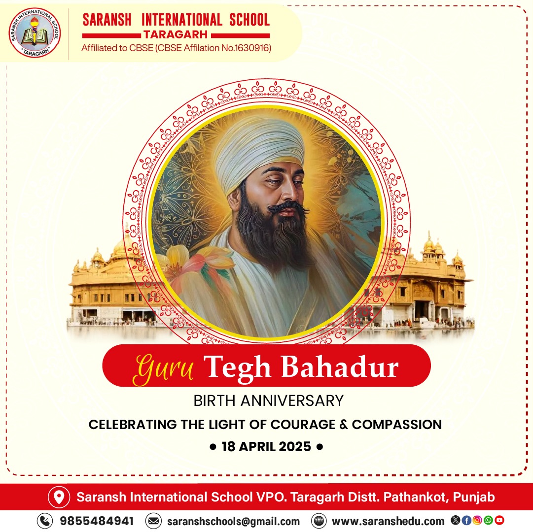 SaranshSch9719's tweet image. May the life and legacy of Guru Tegh Bahadur Ji continue to inspire generations. Wishing everyone a blessed and peaceful Guru Tegh Bahadur Jayanti.

#GuruTeghBahadurJayanti #SacrificeForHumanity #SikhSpirituality #UniversalBrotherhood #RememberingTheGuru