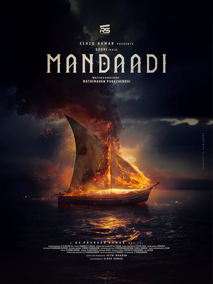 Mathimaran Pugazhendhi (@mathimaaran) on Twitter photo Presenting the title of my next film - #Mandaadi #மண்டாடி #MandaadiTitleLook ⛵🔥 🌊
<a href="/sooriofficial/">Actor Soori</a> <a href="/elredkumar/">Red</a> <a href="/rsinfotainment/">RS Infotainment</a> #VetriMaaran <a href="/gvprakash/">G.V.Prakash Kumar</a> <a href="/PeterHeinOffl/">Peter Hein</a> #Azar <a href="/srkathiir/">S.R.Kathir ISC</a> <a href="/KiranDrk/">drk.kiran</a>
@pradeepERagav <a href="/magesh_ggg/">Magesh G</a> <a href="/mani_rsinfo/">manikandan</a> Presenting the title of my next film - #Mandaadi #மண்டாடி #MandaadiTitleLook ⛵🔥 🌊
<a href="/sooriofficial/">Actor Soori</a> <a href="/elredkumar/">Red</a> <a href="/rsinfotainment/">RS Infotainment</a> #VetriMaaran <a href="/gvprakash/">G.V.Prakash Kumar</a> <a href="/PeterHeinOffl/">Peter Hein</a> #Azar <a href="/srkathiir/">S.R.Kathir ISC</a> <a href="/KiranDrk/">drk.kiran</a>
@pradeepERagav <a href="/magesh_ggg/">Magesh G</a> <a href="/mani_rsinfo/">manikandan</a>