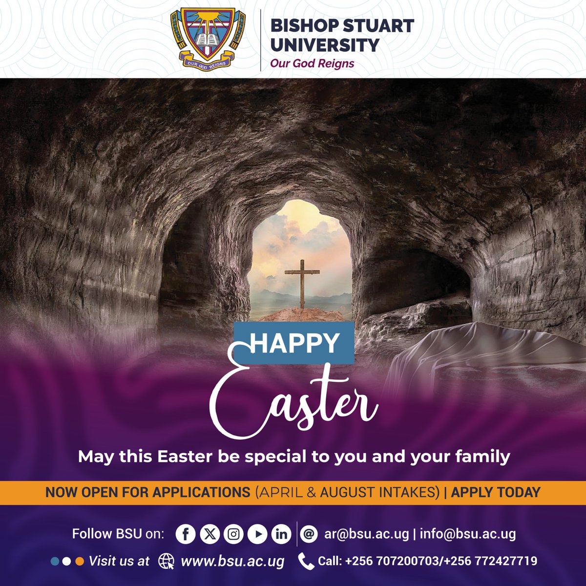 Happy Easter.
The University resumes normal operations on Tuesday, 22nd April 2025 at 8 AM.