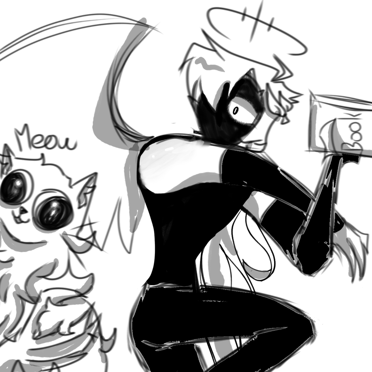 Quick lazy brush testing sketch of Leo Vs cat @silentzound

#HazbinHotelFanart #fanart #leliel #archangel